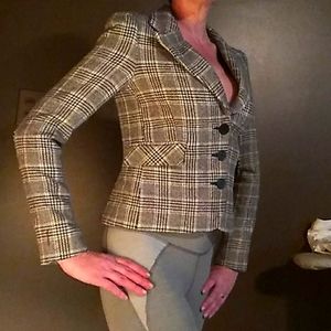 Juicy Couture blk white wool blazer